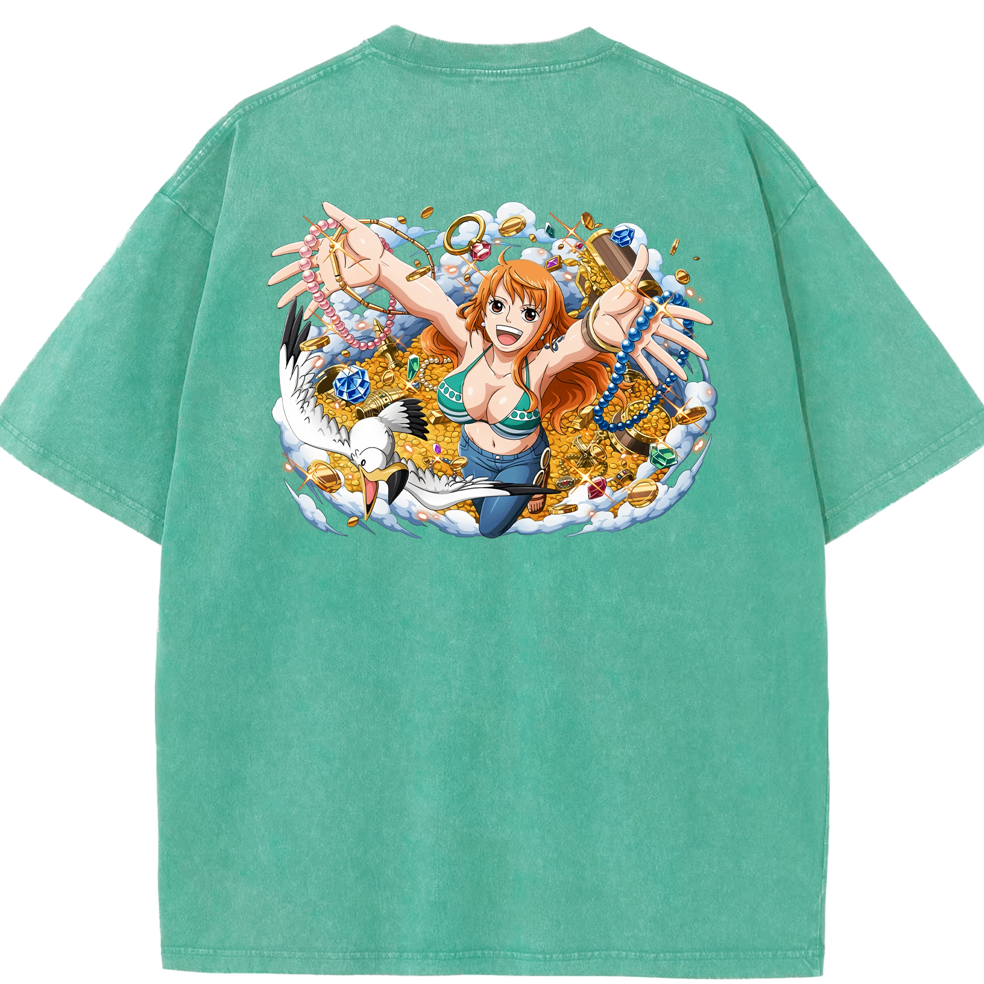 ワンピース ナミ ONE PIECE Nami 綿100% ヴィンテージ風 半袖Tシャツ（背面プリント）
